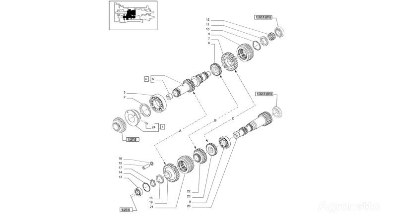 81864879 Getrieberad für New Holland  T6010 T6090 T6070  Radtraktor