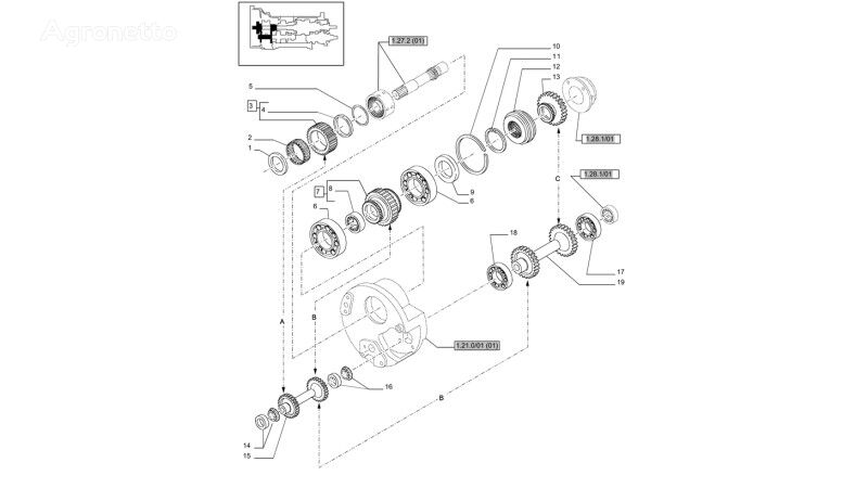 New Holland 82001343 Getrieberad für New Holland T6010 T6090 T6070   Radtraktor